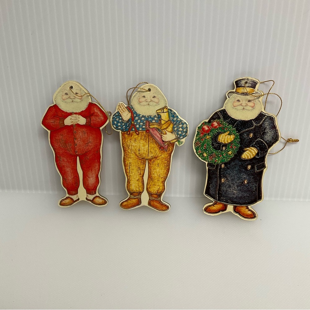 🔥 SALE 3/$20 Set of 3 St Nick Die Cut Ornaments Cute Casual Santas
